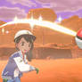 Ashe Ketchum throwing a Pokeball  (Pokemon Sword)