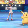 Ashe Ketchum and Pikachu after defeating Kate