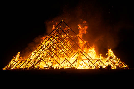 The Temple on fire at Burning Man 2013