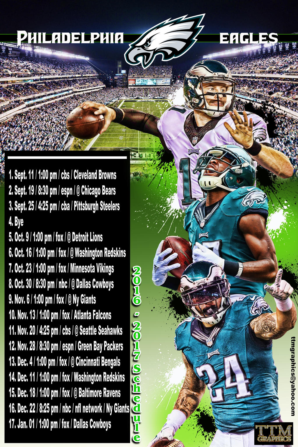 Philadelphia Eagles 2016-2017 Season Schedule(resi by tmarried on DeviantArt