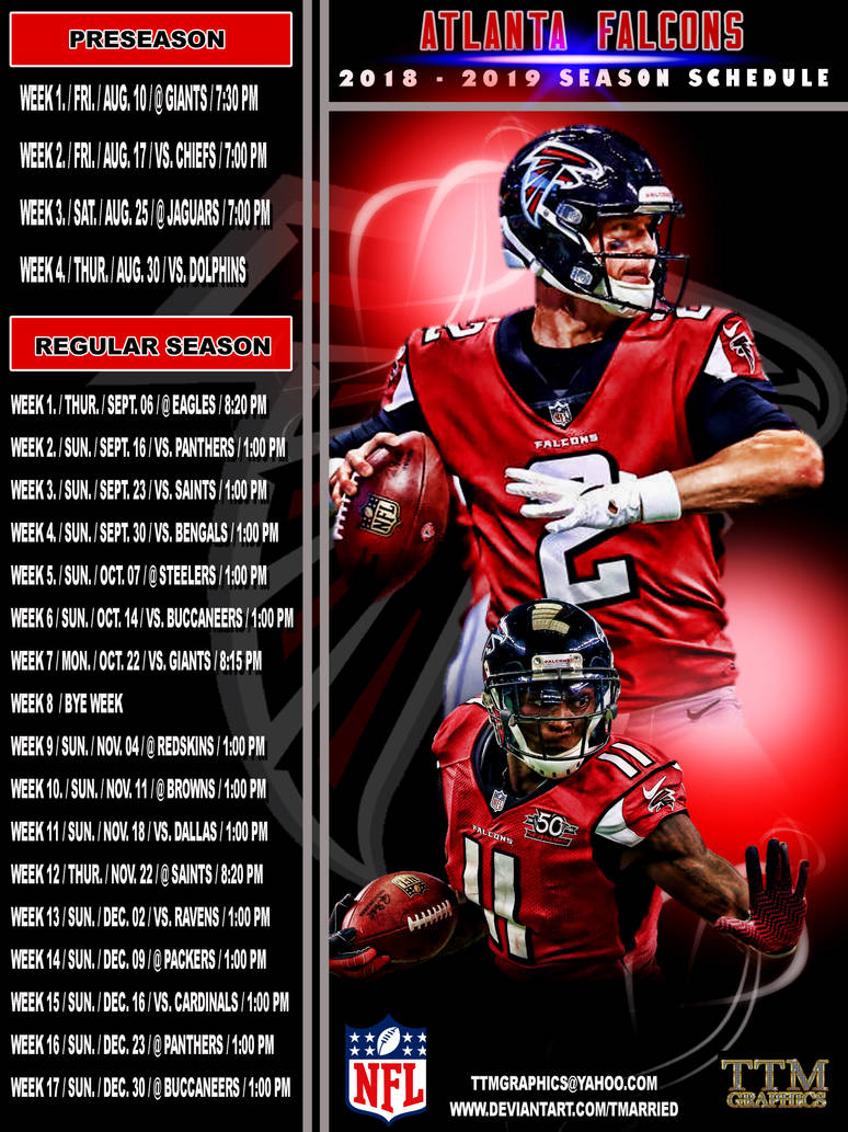 2018-2019 SEASON SCHEDULE (Atlanta Falcons) by tmarried on DeviantArt 2018-2019 SEASON SCHEDULE (Atlanta Falcons) by tmarried on DeviantArt