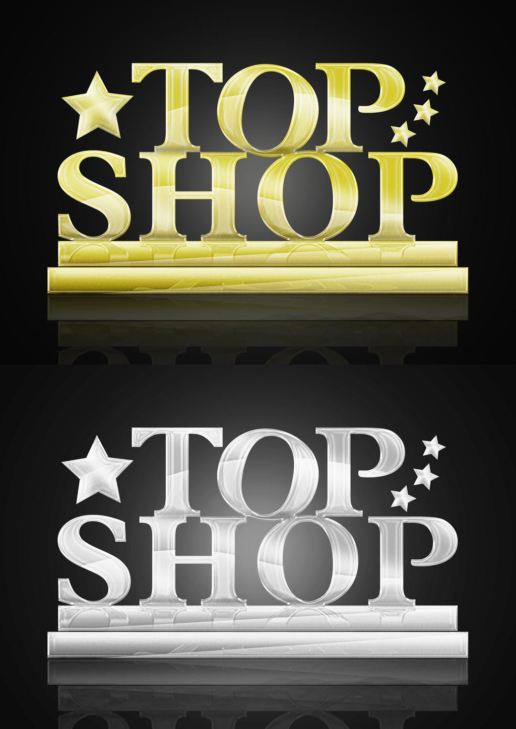 TOP SHOP gold and silver logo