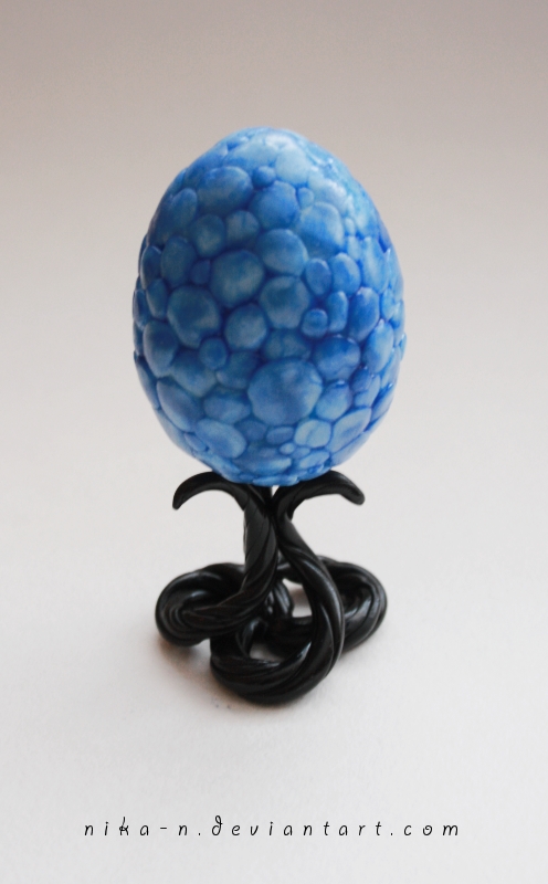 Blue Agate Dragon Egg sculpture