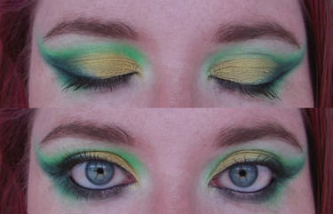 Dramatic Gold and Green Eye Makeup