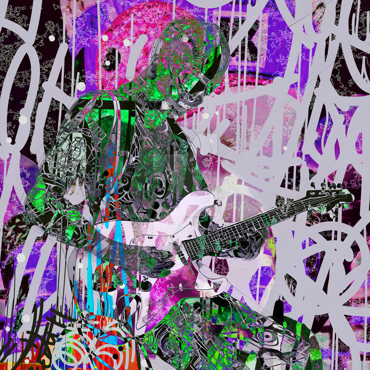 Cyberpunk Rock Graffiti - Purple Version