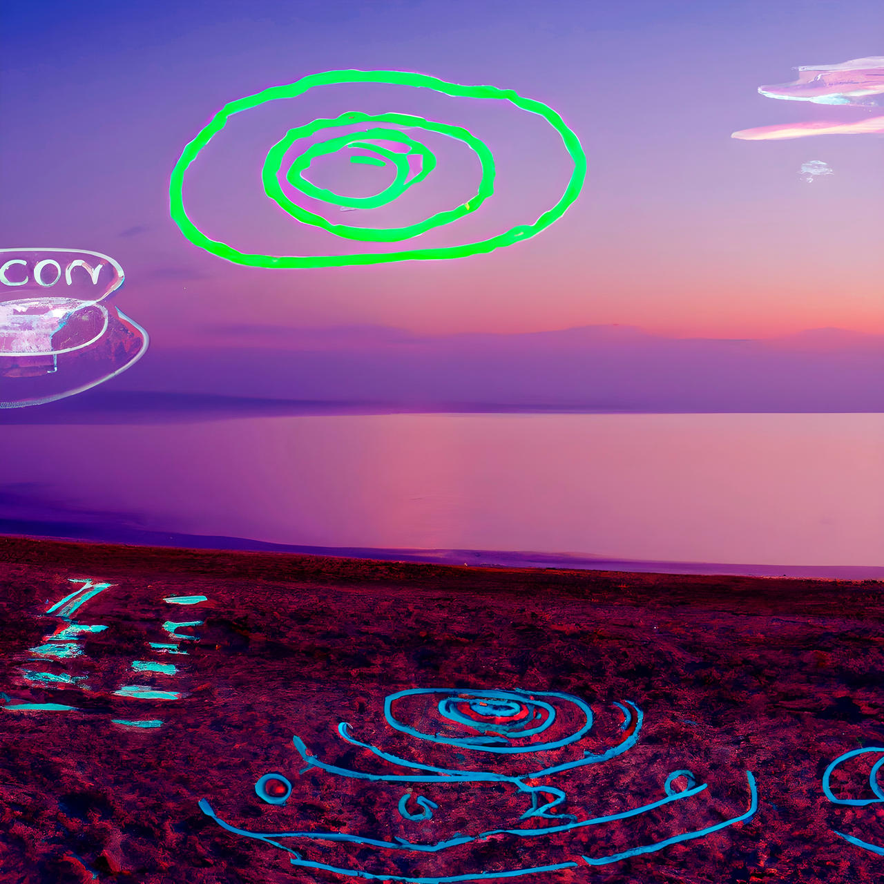 UFO on the Beach at Sunset