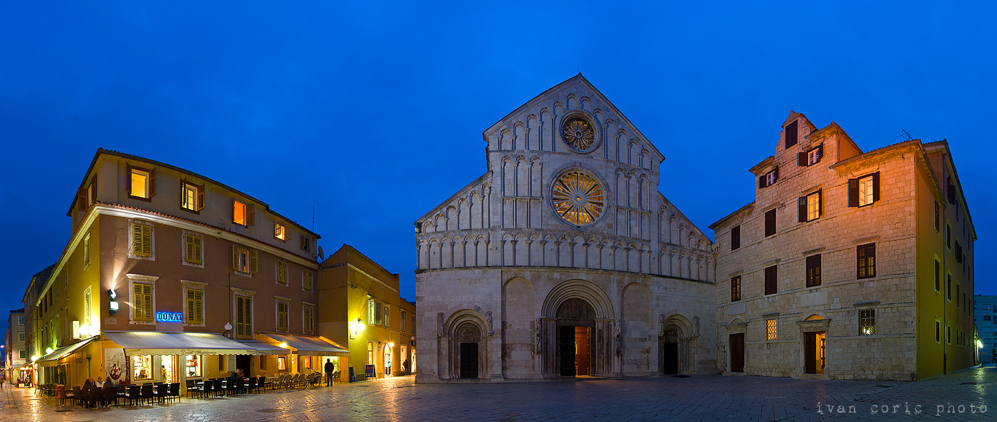 Square at dusk