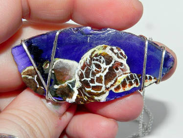 Life's Journey, Hand Painted Sea Turtle Necklace