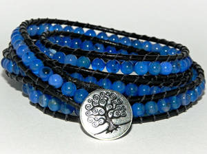 La Isla Bonita, Blue Agate and Leather Wrap Bracel by Secretvixen La Isla Bonita, Blue Agate and Leather Wrap Bracel by Secretvixen