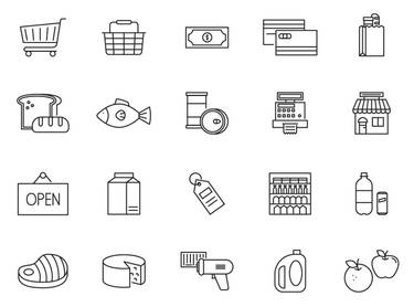 20 Supermarket Vector Icons