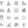 20 Line Pizza Icons