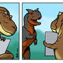 T. rex trying to draw a comic ... and succeeding