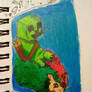 sketchbook art: creeper riding a sheep