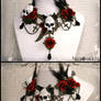 Feathered Rose Skull Collar