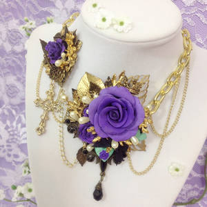 Versailles Rose Necklace (Lilac and Mint)