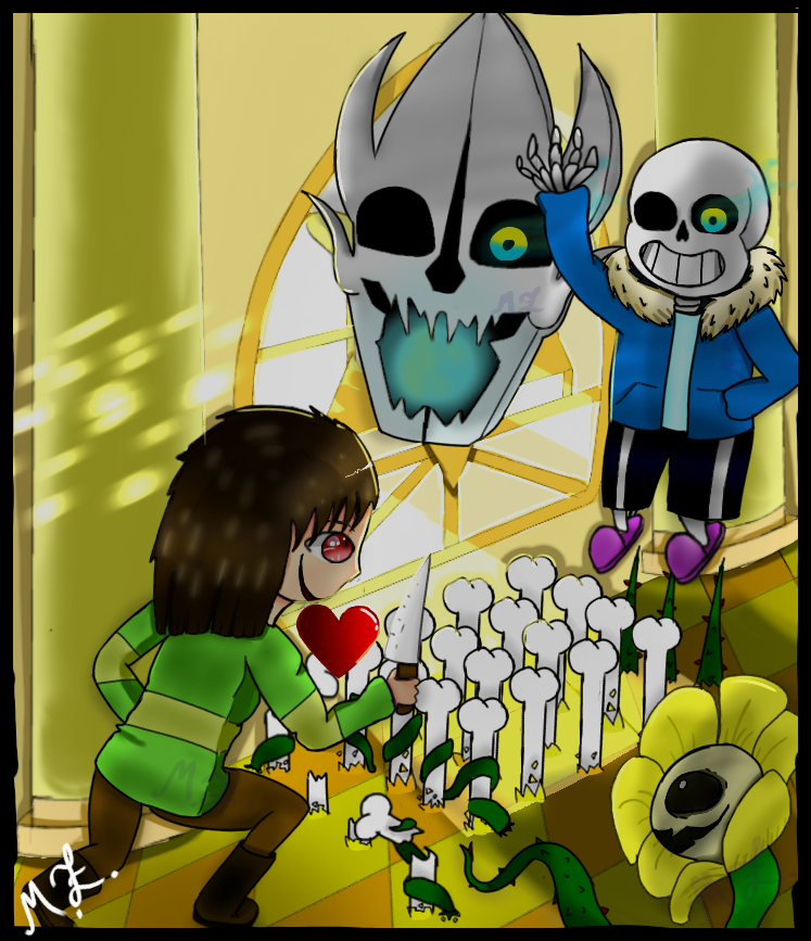Chara And Flowey Vs Sans By Mzcool19 On Deviantart