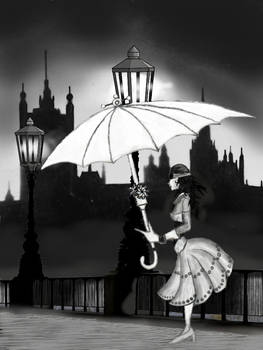 steampunk girl with parasol