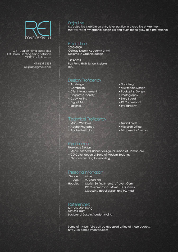 Rei's Resume by Rei-pash