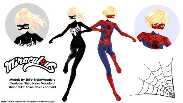[MMD MLB] Chloe and Adrien (Spider and Venom Ver.)