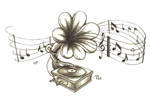 Gramophone-Flower Tattoo