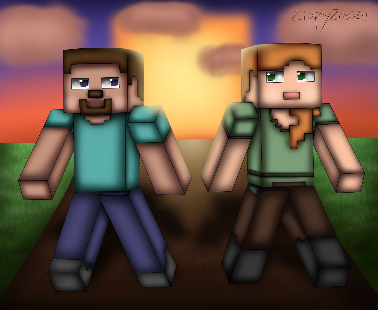 Steve Rescues Alex Steve and Alex by Zippyzoo324 on DeviantArt