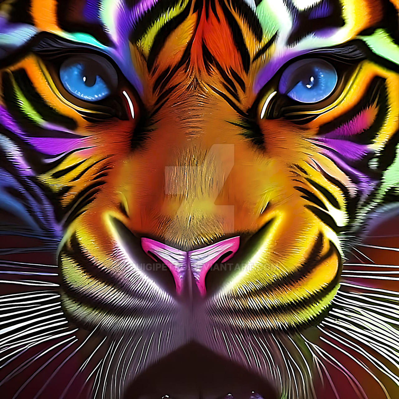 Siberian Tiger Portrait. Aggressive Stare Face Meaning Danger for