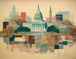 Collage of Washington DC cityscape