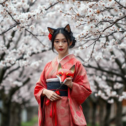 A Japanese Woman In A Traditional Kimono