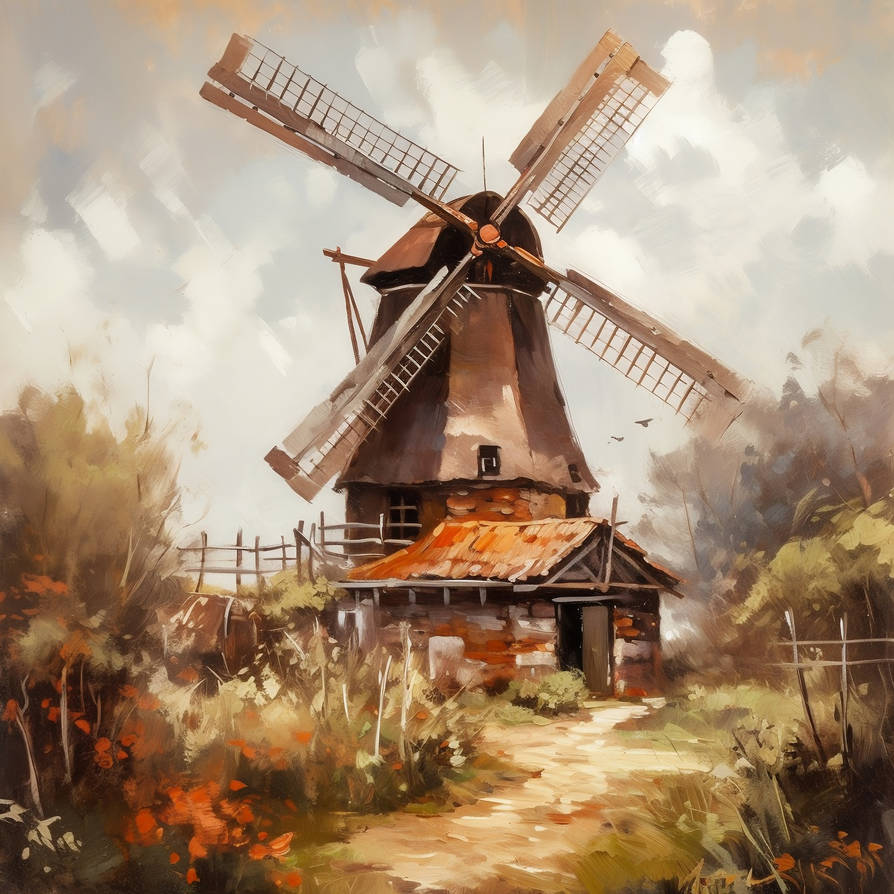 Dutch Windmill Oil Painting by DigitalPaintingsNL on DeviantArt