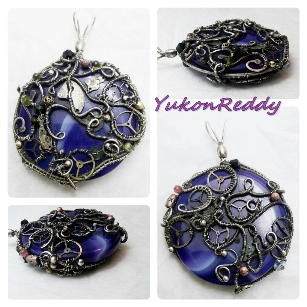 Violet clockwork pendant