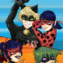 Cat Noir and Ladybug VS Shadybug and Claw Noir