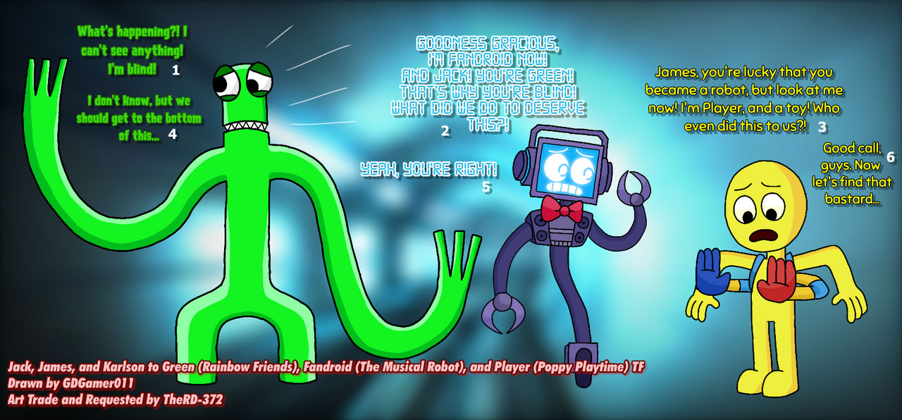 Green, Fandroid, and Player Post-TF by BlabbotLance-011 on DeviantArt