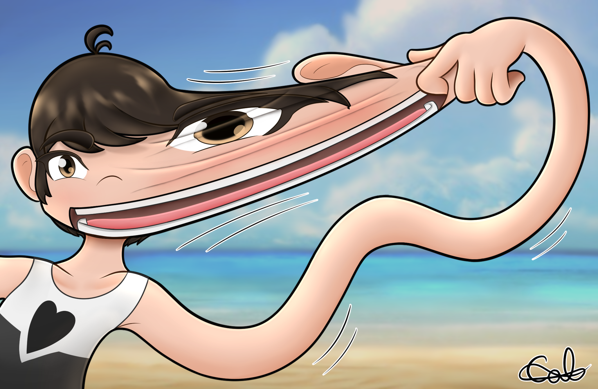 Stretched Rubbery Face