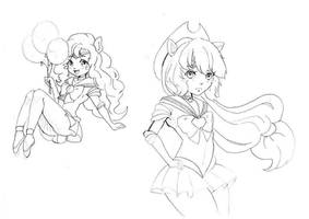 Doodles 6 (Pinkie Pie/Apple Jack as Sailor scouts)