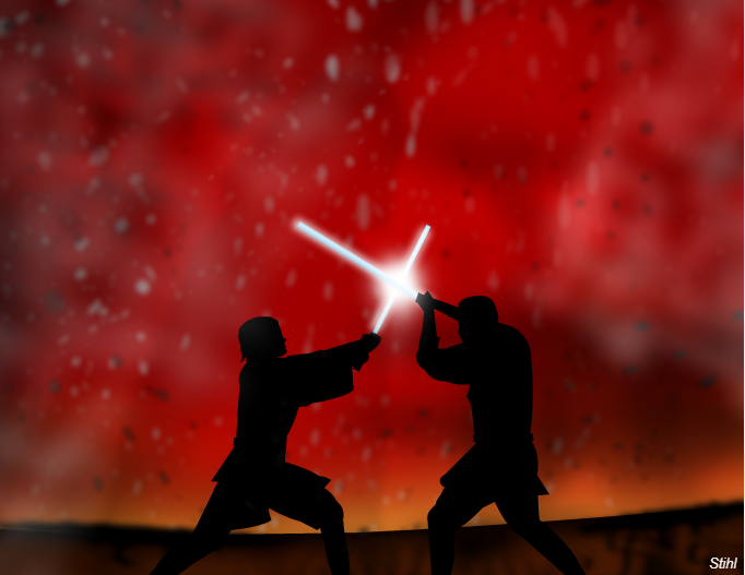 Obi wan and discount anakin on mustafar