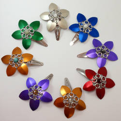 Scale flower barrettes