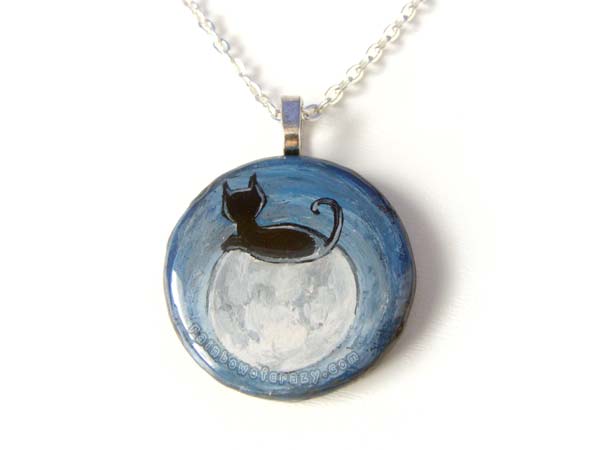 Cat on the Moon - Pendant Necklace