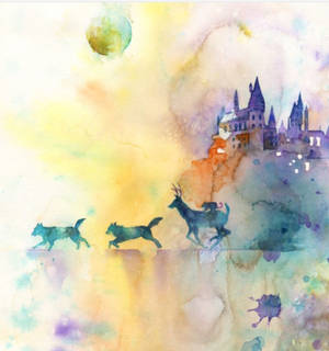 Watercolor Painting : Moony, Padfoot and Prongs