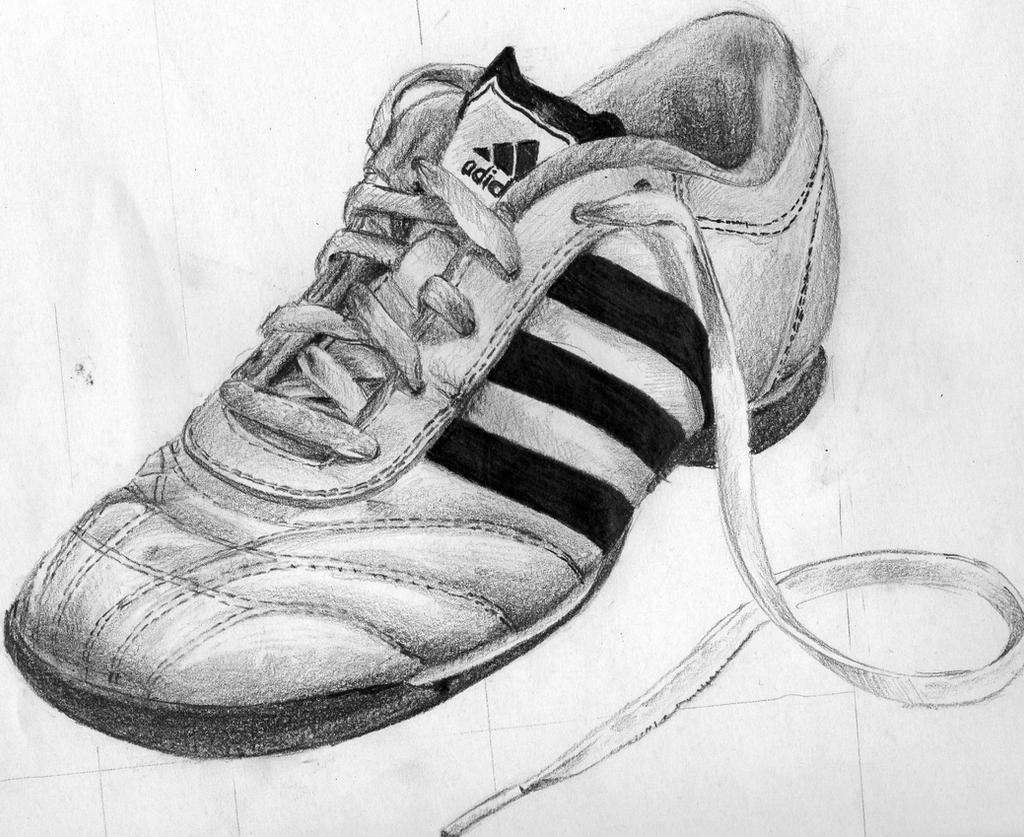 Adidas Shoe Pencil Drawing by Patiunique on