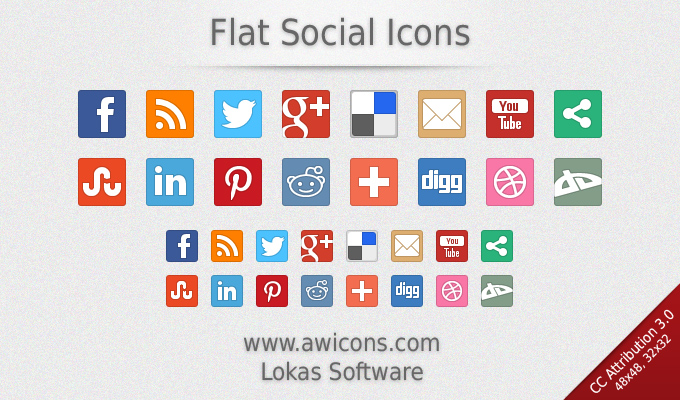 Flat Social Icons