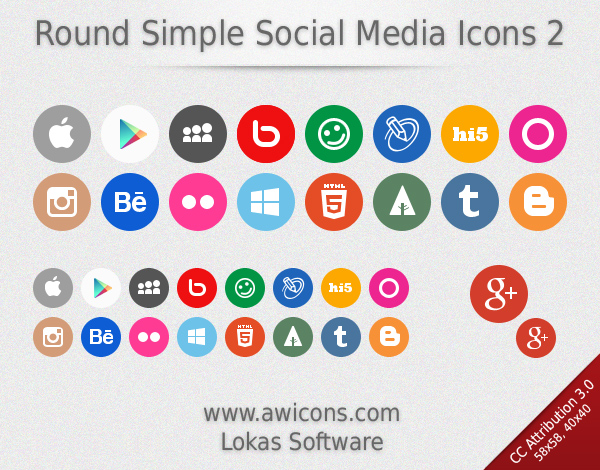 Round Simple Social Media Icons 2