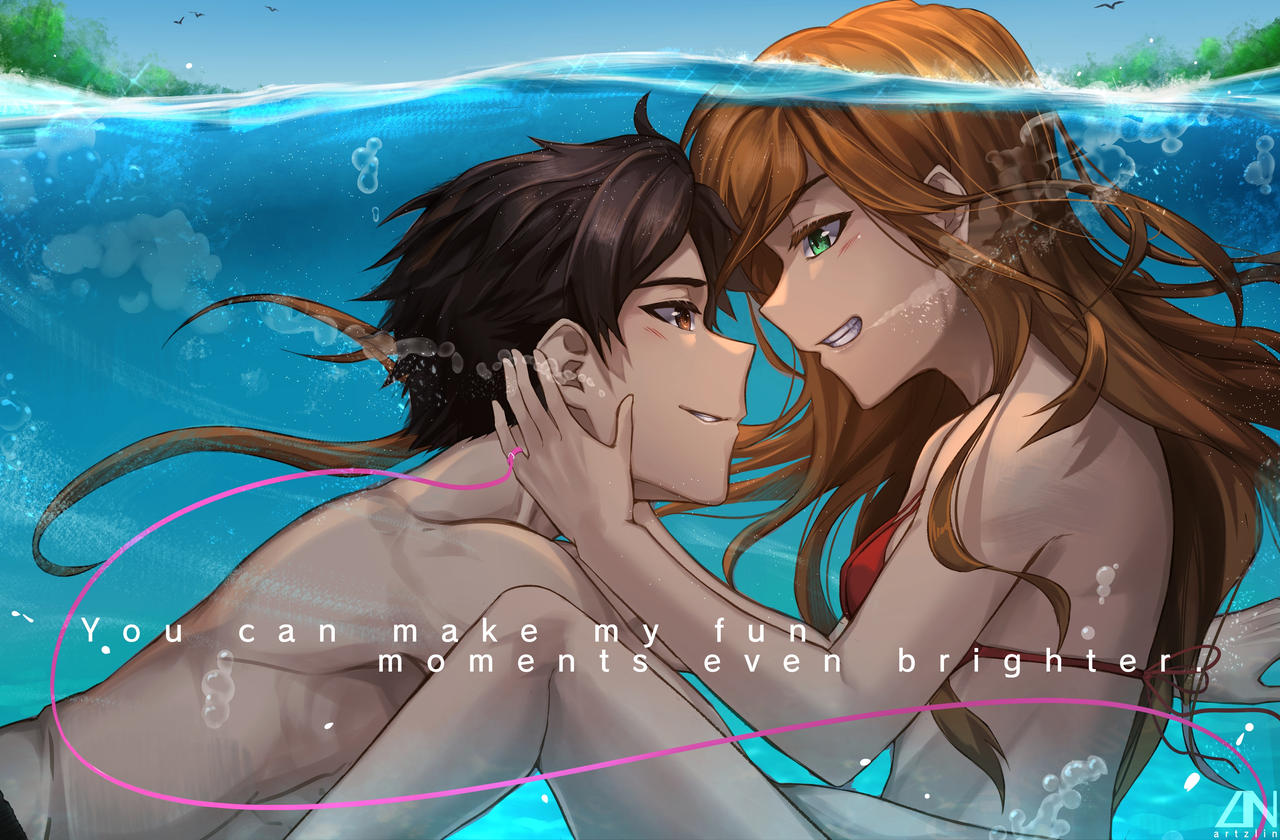 Anime couple underwater by artzlin on DeviantArt