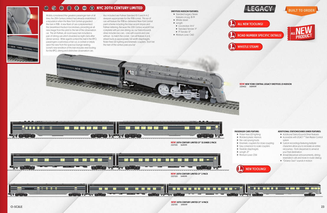 Lionel 2023 V1 Catalog NYC 20th Century Limited by