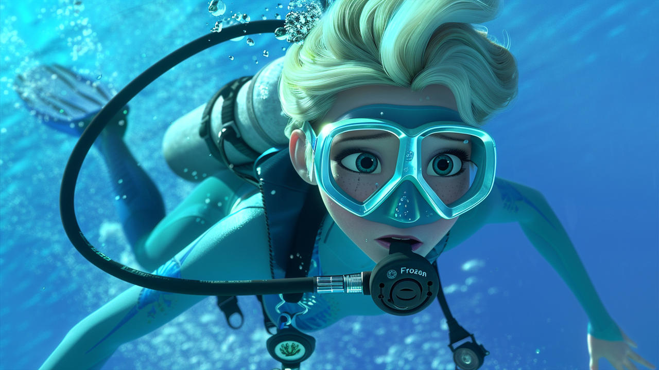 Drowing Elsa Elsa scuba-diving by JonahCampbellRocks04 on DeviantArt