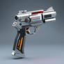 Chrome high tech cyber fire arm details and gadget
