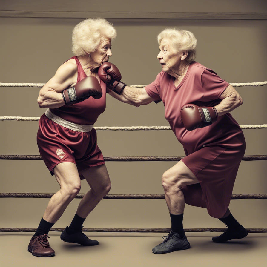 Two Extremely Old Women Are Boxing In Silk Stockin by tunetul on DeviantArt