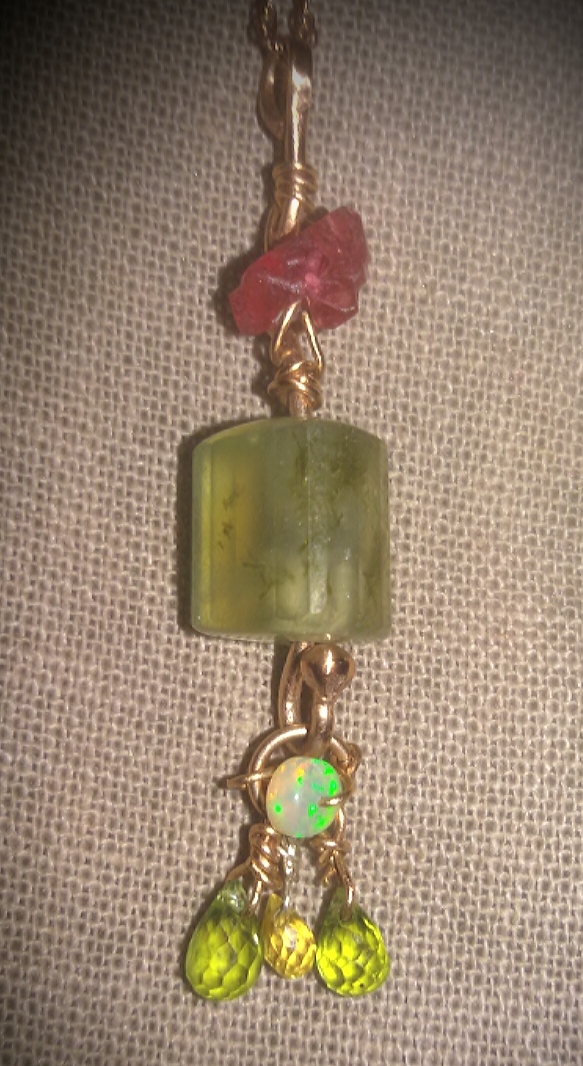 rose gold pendant with gemstone beads