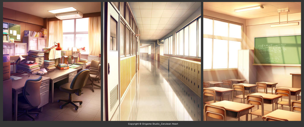 School Staffroom+Hallway+Classroom