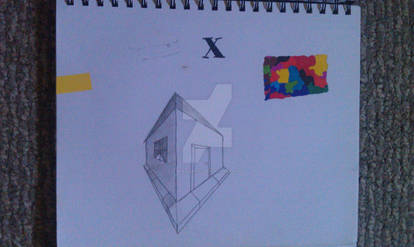 perspective house drawing and color box