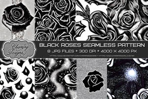 Free Black Roses Seamless Pattern Pack